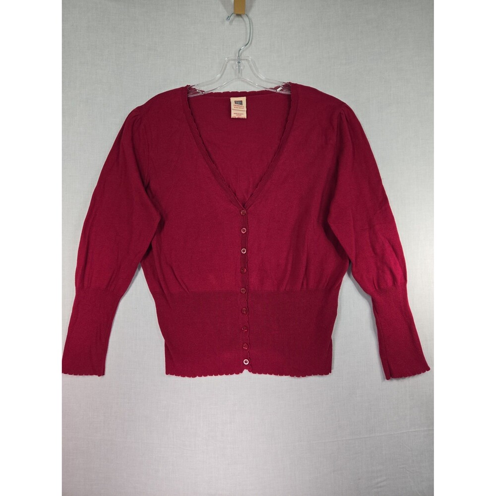 Vintage Faded Glory Y2K Cardigan Sweater Womens XL Lightweight Cranberry Button